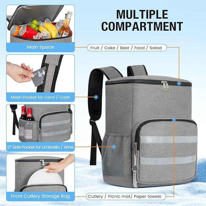 Backpack Cooler - 54 Cans Large Capacity Insulated Leak Proof Backpack for Men & Women, Cooler Bag Picnic Camping Beach Hiking Travel Lunch Backpack