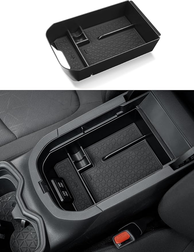 3PCS Compatible with Toyota RAV-4 Accessories Center Console Storage Tray Armrest Glove Box Organizer Passenger-side Rubber Pad for RAV4 2019-2025 Accessories