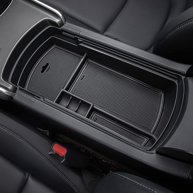 PIMCAR Center Console Organizer for Honda Accord 2018 2019 2020 2021 2022 ABS Plastic Material Armrest Box Insert Tray Pallet Accessories (NOT Fit for Manual Transmission Models) —Black