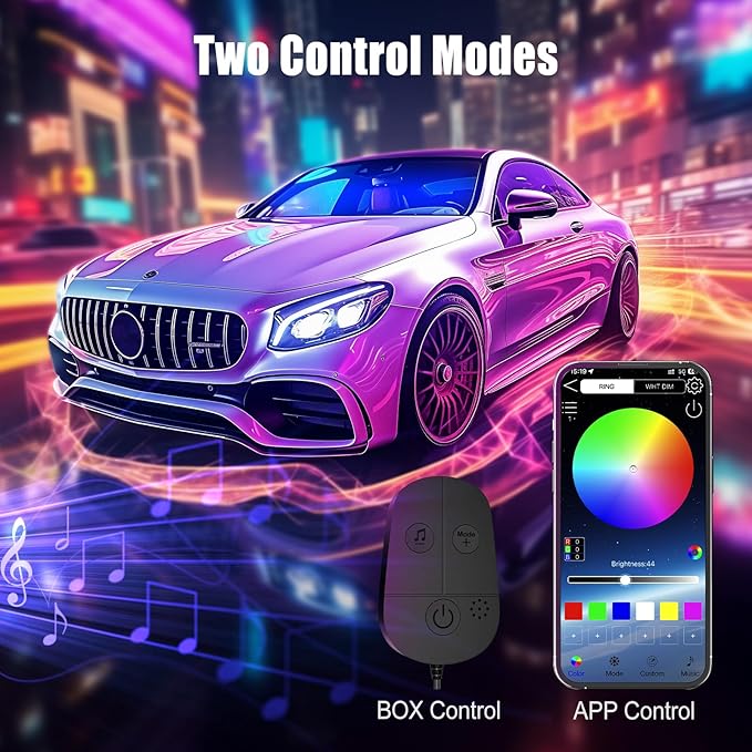 Honalia Car LED Lights Interior, RGB Interior Car Lights with App Control and Music Sync, USB Under Dash LED Lights for Jeeps Trucks SUVs, DC 5V