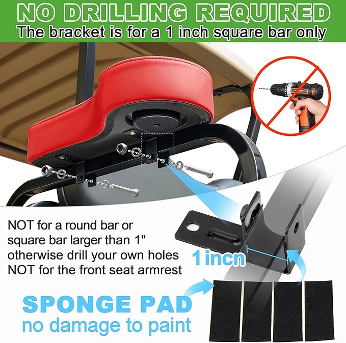 10L0L Golf Cart Rear Seat Kit Arm Rest Set with Cup Holder for Yamaha EZGO Club Car Golf Cart UV-Proof Coating Long Lasting, No Drilling Kits Include