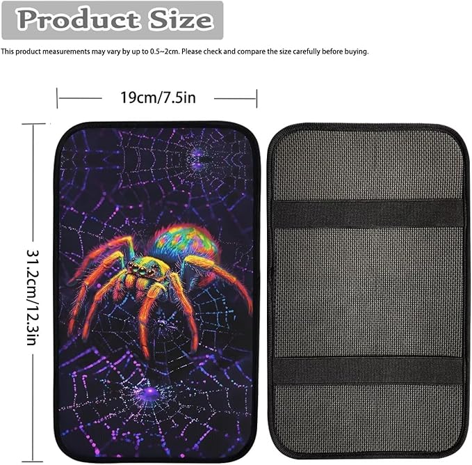 Spider Car Center Console Cover Pad Spider Web Car Accessories Breathable Automotive Armrest Cover Auto Center Console Armrest Cushion Covers Pads for Women Men