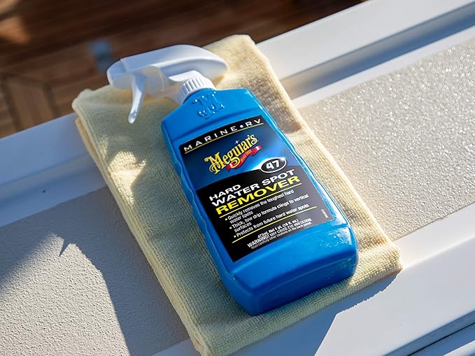 Meguiar's M4716 Marine/RV Hard Water Spot Remover - Effective Marine Hard Water Spot Remover for Boats, RVs, Removes Mineral Deposits, Ideal Boat Water Spot Remover for Marine Enthusiasts