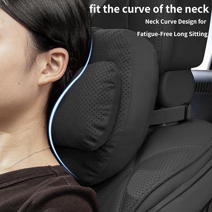 2 Pack Car Headrest Pillow for Neck Support, Softness Car Headrest Pillow for Driving with Adjustable Strap, Ergonomic Car Neck Support Pillow for Car Truck Sedan Home Office (Black)