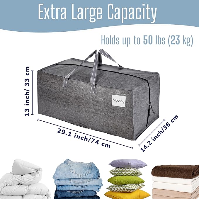 VENO 8 Pack Heavy Duty Moving Bags with Backpack Straps, Zippers & Handles, Extra Large Packing Bags for College Dorm Essentials, Moving Supplies Alternative to Cardboard Moving Boxes