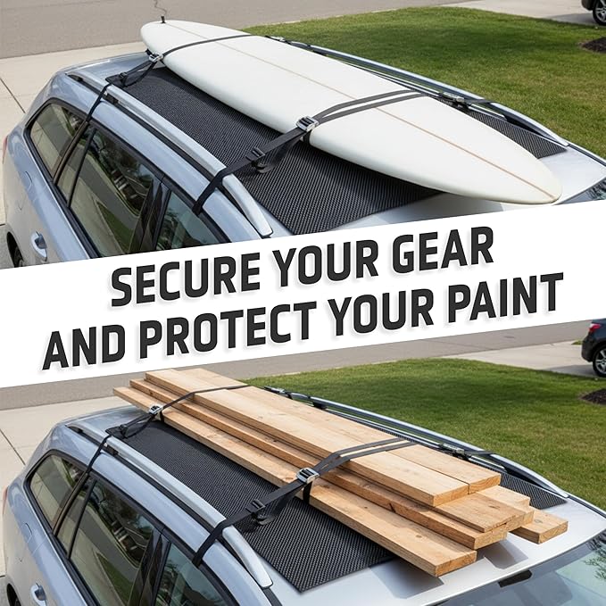 Non Slip Roof Mat - Soft Protector Mat and Car Roof Liner for All Vehicles - All Weather Grip for Roof Cargo Rack Scratch Protection (47 x 35 in)