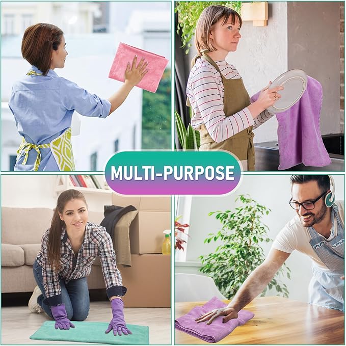 Newwiee 6 Pcs Extra Large Microfiber Cleaning Cloth 30" x 20" Washable Reusable Microfiber Towel Streak Free Lint Free Cloth for Cleaning Home Glass Office Window Bathrooms (Pastel Colors)