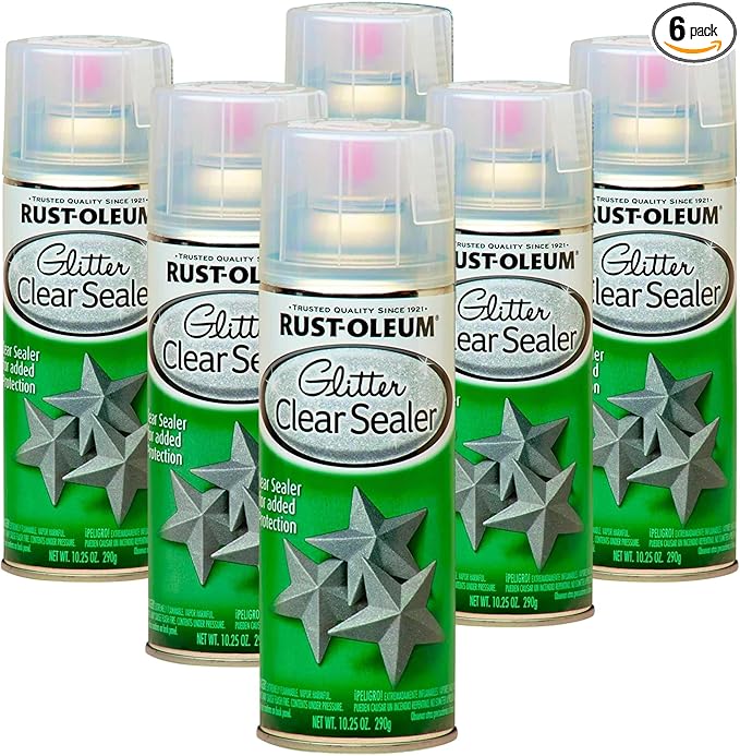 Rust-Oleum 267736-6PK Specialty Glitter Spray Paint, 10.25 Oz, Clear Sealer, 6 Pack