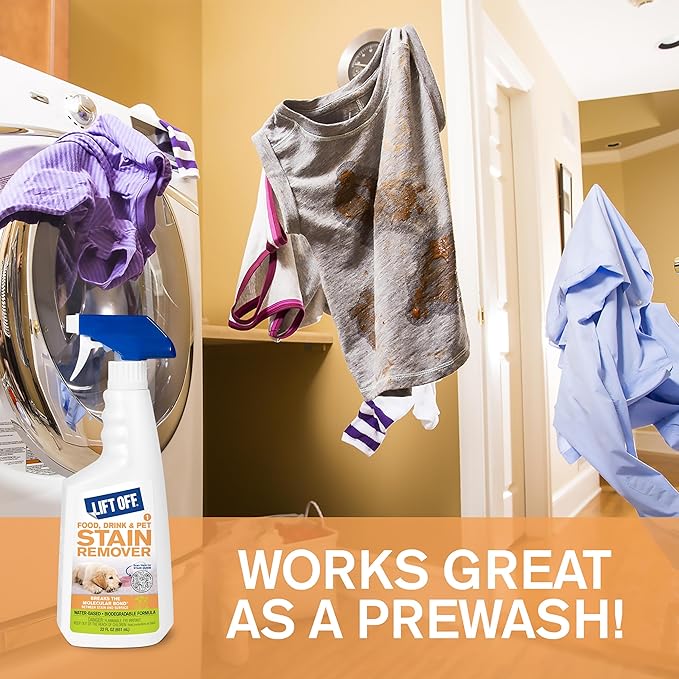 Motsenbocker's Lift Off 40501-6PK Food, Drink, and Pet Stain Remover Spray Eliminates Tough Stains from Multiple Surfaces, Excellent as a Pre-Wash Laundry Treatment, Water-Based, 22 Fl Oz, Pack of 6