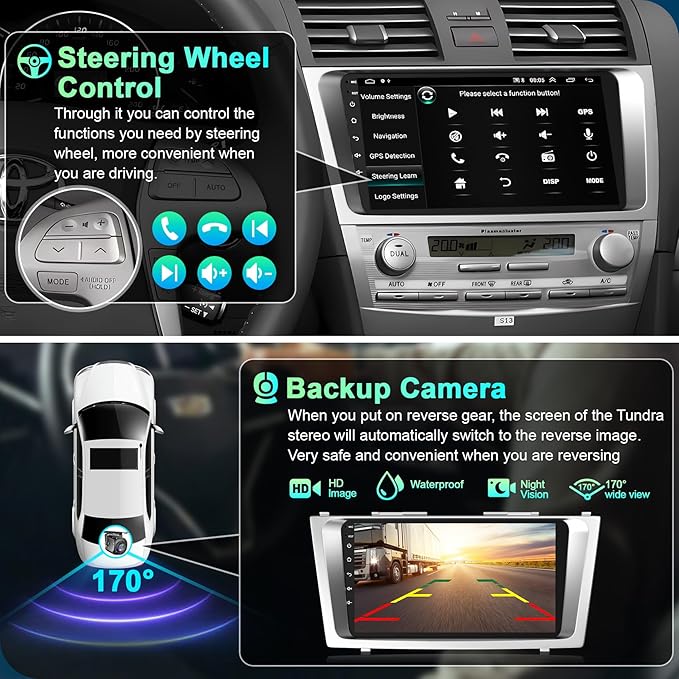 4G+64G Car Radio Stereo for Toyota Camry 2006-2011, Wireless Carplay&Android Auto with Android 13 Support Bluetooth/Voice Control/GPS/WiFi/Back-up Camera/SWC/FM, 9 Inch IPS Touch Screen