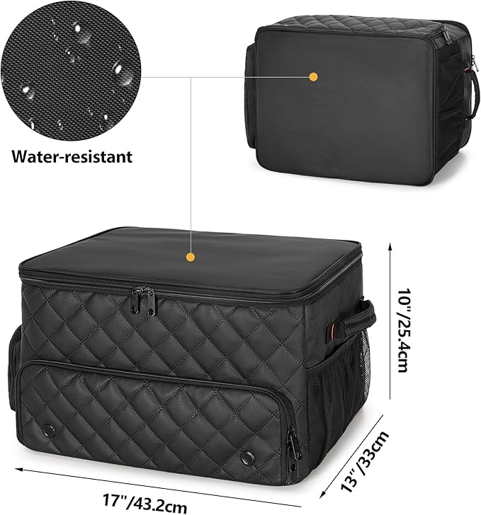 PGmoon 2 Layer Golf Trunk Organizer, Golf Car Storage Organizer with Individual Ventilated Compartment for 2 Pairs Shoes, Golf Car Locker for Balls, Clothes, Tees, Gloves, Accessories