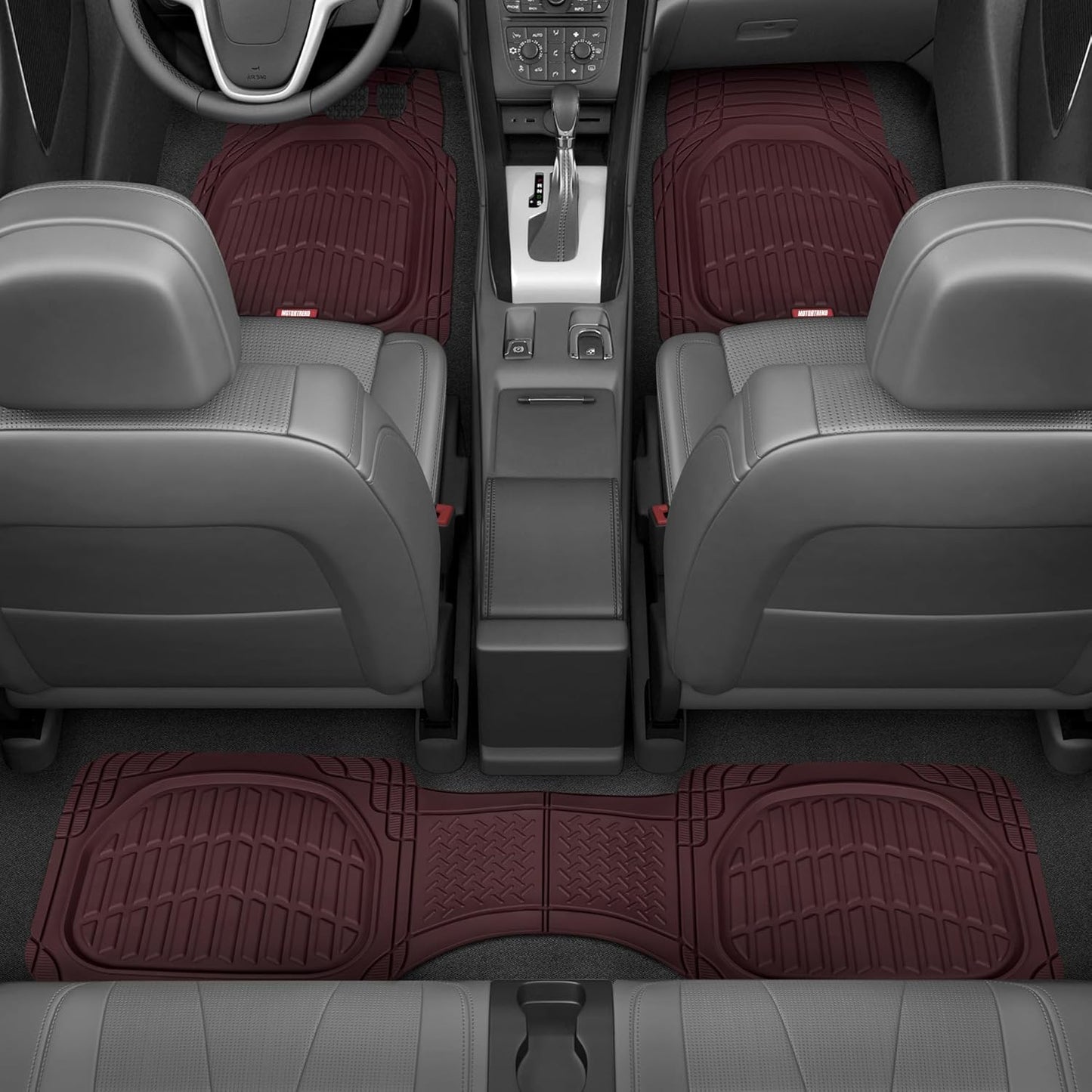 BDK Red All Weather Heavy Duty Car Floor Mats Interior Liners for Auto Van Truck SUV, Heavy Duty All Weather Protection, Fits Front & Rear