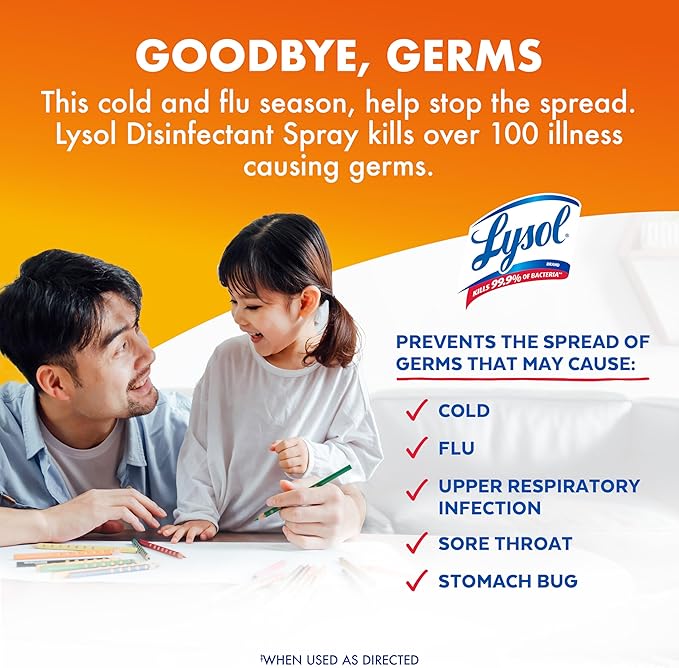 Lysol Disinfectant Spray, Sanitizing and Antibacterial Spray, For Disinfecting and Deodorizing, Mango & Hibiscus and Crisp Linen, 19 Fl. Oz (Pack of 4)