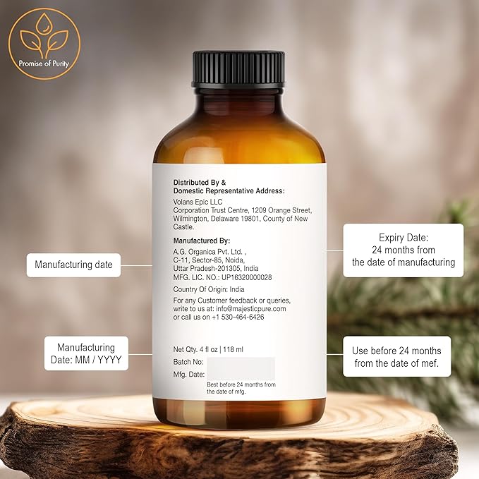 Majestic Pure Essential Oil with Glass Dropper - 100% Pure and Natural - Essential Oils for Diffuser, Aromatherapy, Soap and Candle Making, Cedarwood Essential Oil, Cedarwood Oil, 4 Fl Oz