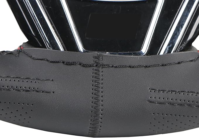 Micro Fiber Leather Car Steering Wheel Cover Stitch On Wrap with Needle & Thread Anti-Slip Auto Steering-Wheel Case DIY 14 Inch for Honda Civic Etc.Black