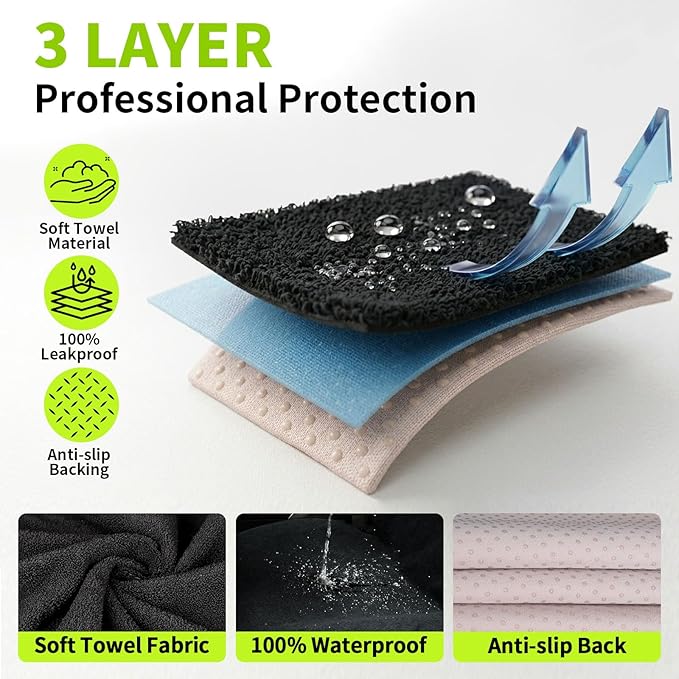 Leader Accessories Black Waterproof Sweat Towel Seat Cover Universal Non-Slip for Car Truck SUV Seat for Dog & Kid Workout Outdoor OR Sport Activities