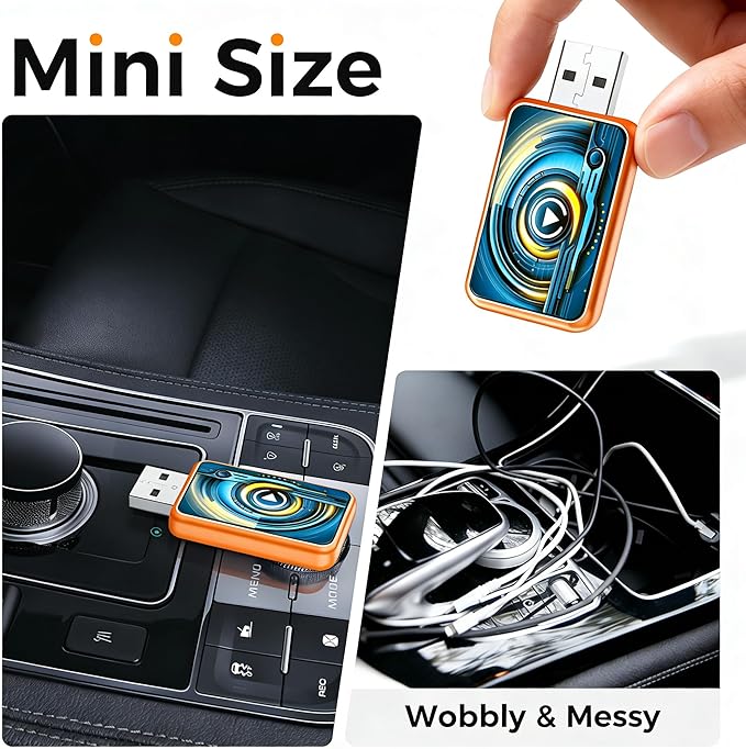 2026 Wireless Carplay Adapter for Apple iPhone & Android，Multi-User, No Latency - Convert Wired to Wireless Car Play Adapter for iOS 10+/Android 11+/Type-C Port