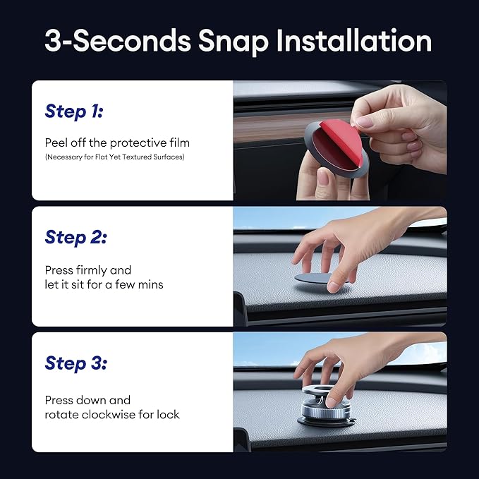 Magnetic Car Phone Holder, 360° Vacuum Magnetic Phone Holder for Car, MagSafe Car Mount with 80LBS Ultra Strong Suction& 2800gf Magnetic, Compatible with All Smartphones & All Car Models