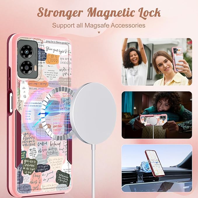 for Moto G 5G 2024 Case - Compatible with MagSafe Women Girls Cute Magnetic Protective Phone Cover Girly Kawaii Unique Pretty Heavy Duty Shockproof Design for Motorola Moto G 5G 2024 Cases