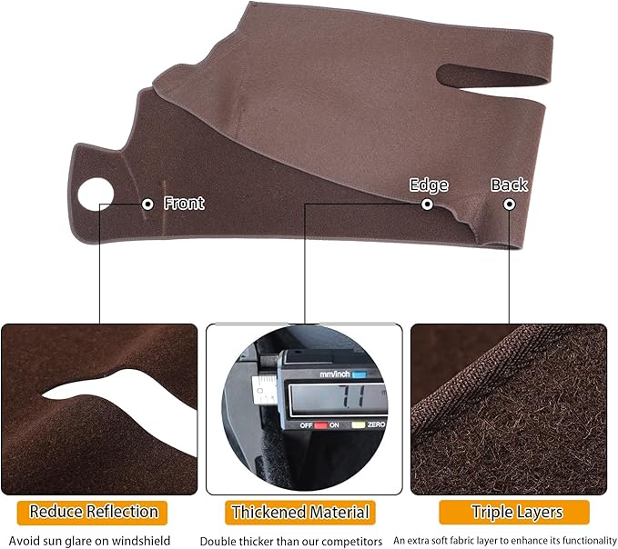 Dash Cover Custom Fit for 1997-2000 Chevy Chevrolet Silverado/GMC Sierra C1500 C2500 C3500 K1500 K2500 K3500, 1997-1999 GMC Yukon/Chevy Tahoe, Dashboard Cover Mat Pad(97-99 Brown)