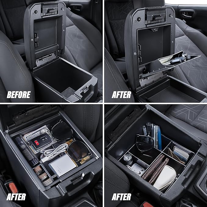 Carlimeki Center Console Organizer (3-piece set) for Tacoma 2016-2023 - for Tacoma Accessories