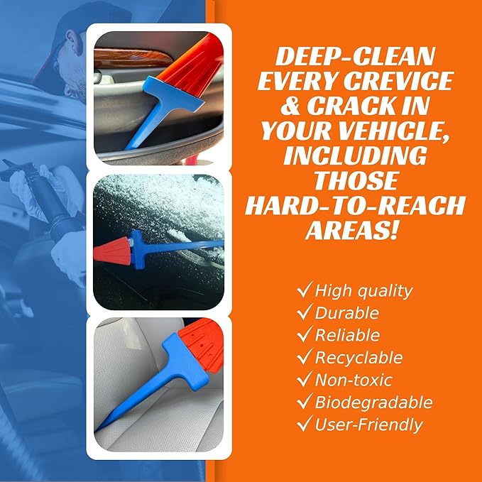 Vacuum Detail Attachment Tool | All-in-One Deepcleaning Crevice Cleaner/ Ice Scraper | The Best Car Accessories & Essentials | Wet & Dry Car Detailing Kit | Truck, Auto, & RV Cleaning Supplies (Blue)