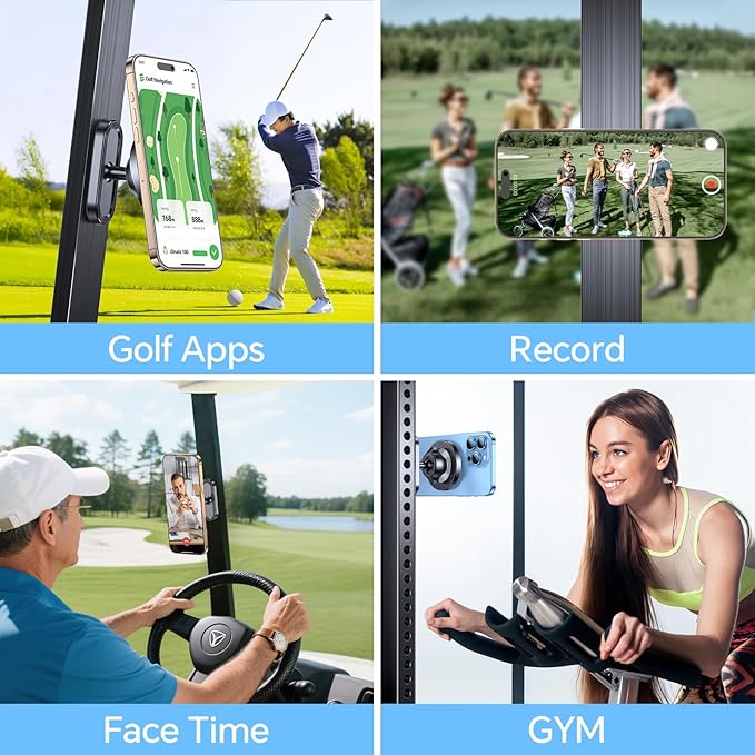 Magnetic Golf Cart Phone Holder for MagSafe Gym Mount【Strong Magnets】Magnetic Phone Holder for Golf Cart Phone Mount for iPhone 17 16 15 Fits EZGO Club Car Yamaha Icon Golf Accessories For Mothers Day