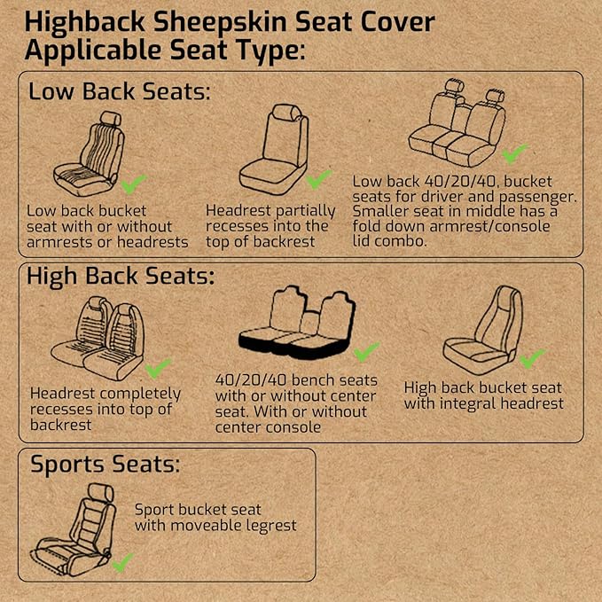 Aegis Cover Premium Australian Merino Sheepskin Car Seat Cover, Easy-Install Summer & Winter Universal Fit for SUV Truck Sedan Most Vehicles (FS-Grey)