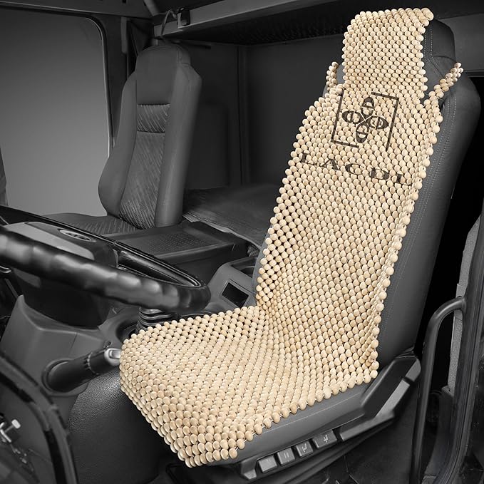 LACDL Beaded Car Seat Covers, Natural Wood Bead Seat Cushion for Trucks, Automotive Summer Ventilated Seat Cooling Pad, Wooden Massage Breathing Jeep Seat weat Protector, Head Fixed, 1pc LL208