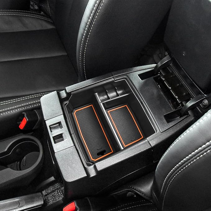 EDBETOS Center Console Organizer Tray Compatible with Jeep Wrangler JK/JKU 2011-2018 Rubicon Sport Sahara Accessories Armrest Storage Glove Box, Orange