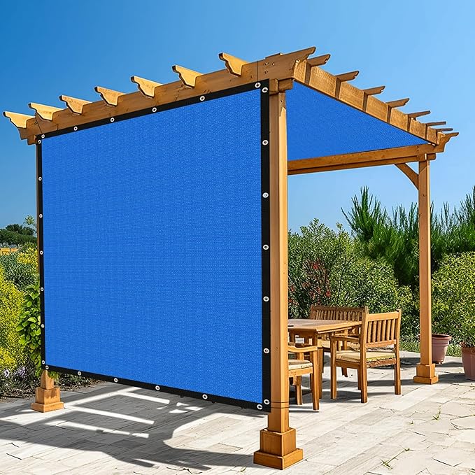 Amagenix 90% Pergola Shade Cover 4' X 6' Sun Shade Cloth with Grommets for Outdoor Garden Patio Porch, Commercial Grade 200 GSM - Cable Zip Ties Included (We Customized) GN108, Blue