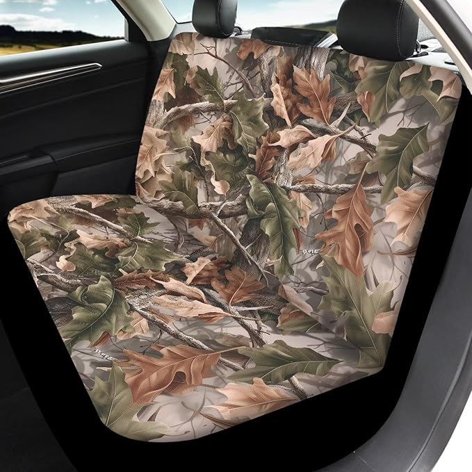 KEIAHUAN Camo Hunting Design Car Seat Covers for Front and Rear Front Bucket Seat Protector & Rear Bench Seat Covers Universal Fit for Most Vehicle Truck, SUV, Sedan, Car 4 PCS