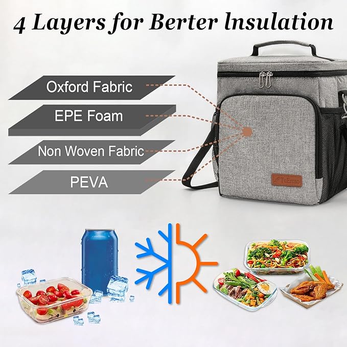 TuErcao Insulated Cooler Bag 6/24 Can Collapsible Leakproof Soft Sided Cooler for Car, Portable Foldable Small Ice Chest for Beach Camping Picnic Travel, 5/15qt Lunch Box for Men Work
