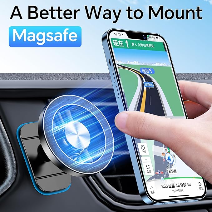 Coolpow for Magsafe Car Mount【20 Strong Magnets】Magnetic Phone Holder for Car Phone Holder Magnetic Phone Mount Dash Air Vent Cell Phone Holders for Your Car Mount for iphone 17 Pro Max 16 15 14 13 12
