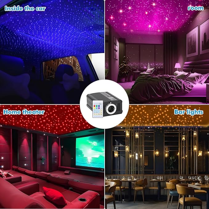 Twinkle Starlight Headliner Kit, Music Sync 550pcs 0.03in 9.8ft Fiber Optic Light APP/Remote Control for Car Home Ceiling Star Lights