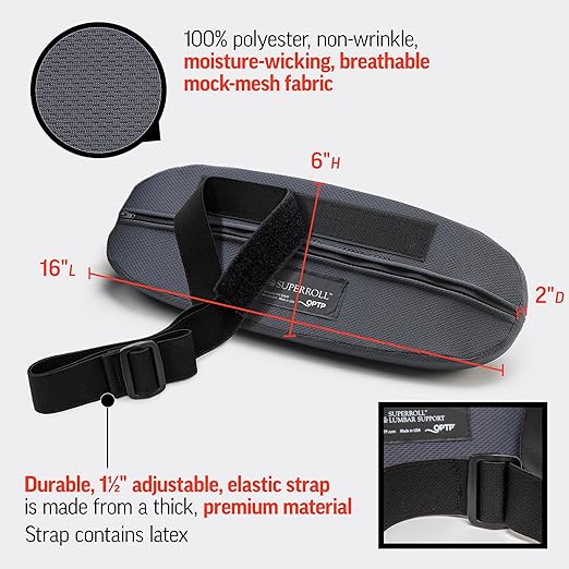OPTP The Original McKenzie SuperRoll - USA-Made Low Back Lumbar Pillow for Office Chair Lumbar Support, Car Back Support Seat Cushions and Travel. The Preferred Lumbar Cushion by Physical Therapists.