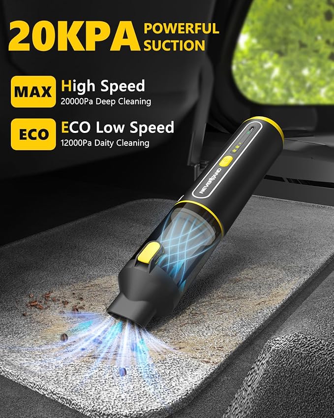 NEVERLAND Car Vacuum - 20000Pa Powerful Suction Mini Vacuum Cleaner Blowing & Inflating 4-in-1 Portable Vacuum Cordless for Car, Office Desk, Keyboards