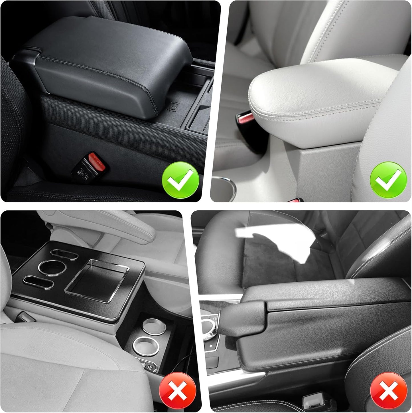 SINGARO Car Leather Center Console Cover with 2 Storage Bags, Universal Furry Fluffy Car Armrest Seat Box Pad, Comfortable Car Interior Accessories, Fits for Most Vehicles (Brown)