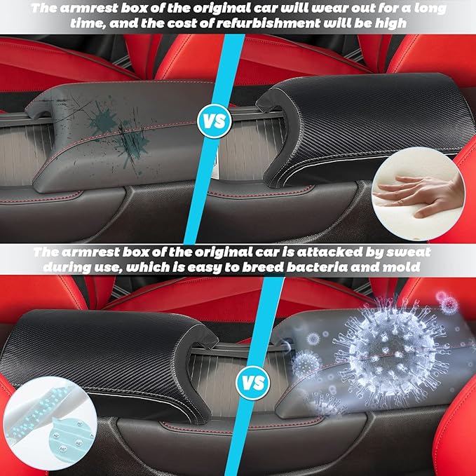 SHAOHAO 2023 RDX Armrest Cover for 2022 2023 Acura RDX Center Console Cover, Middle Console Lid Cover 2023 RDX Armrest Seat Box Protector Pad Elbow Arm Rest Cushion for 2022 2023 Acura RDX