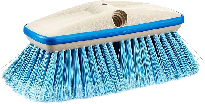 STAR BRITE Premium Medium Wash 8" Brush Head W/Bumper - Dual Connections Fit Either Standard 3/4" Threaded Poles or Extend-A-Brush Handles (Medium) (Blue) (040162)
