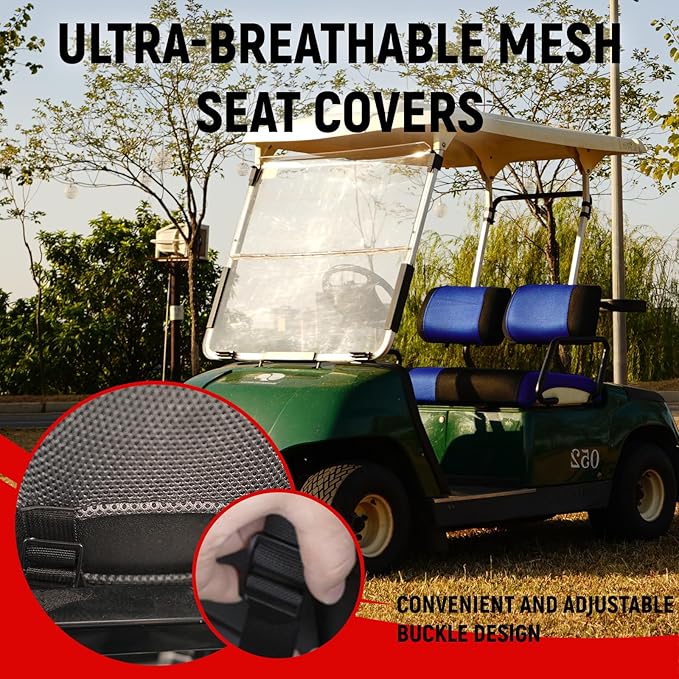 Golf Cart Front and Rear Seat Covers for Yamaha G2 G8 G9 G11 G14 G16 G19 G20 G21 G22, Durable Polyester Fabric Yamaha G22 Seat Covers, Breathable Washable