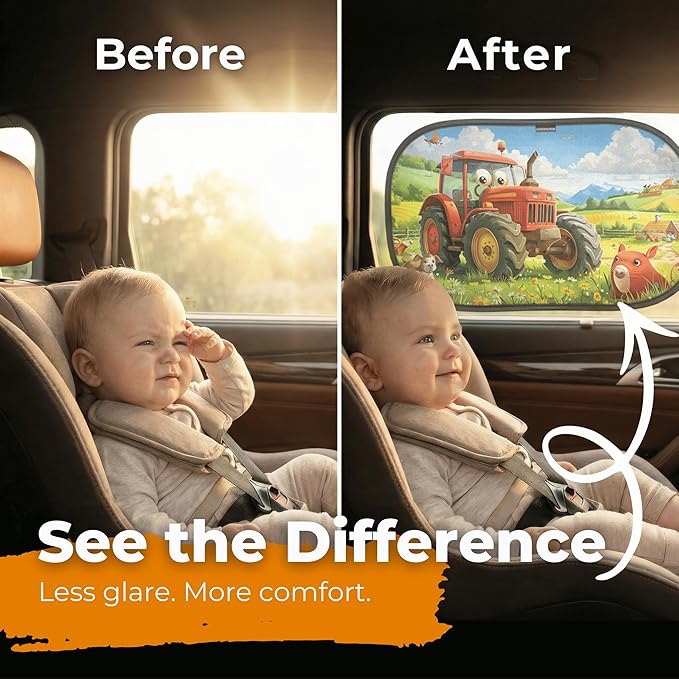 Car Window Shade for Baby with Certified UV-Protection 2 Pack - 20"x12"