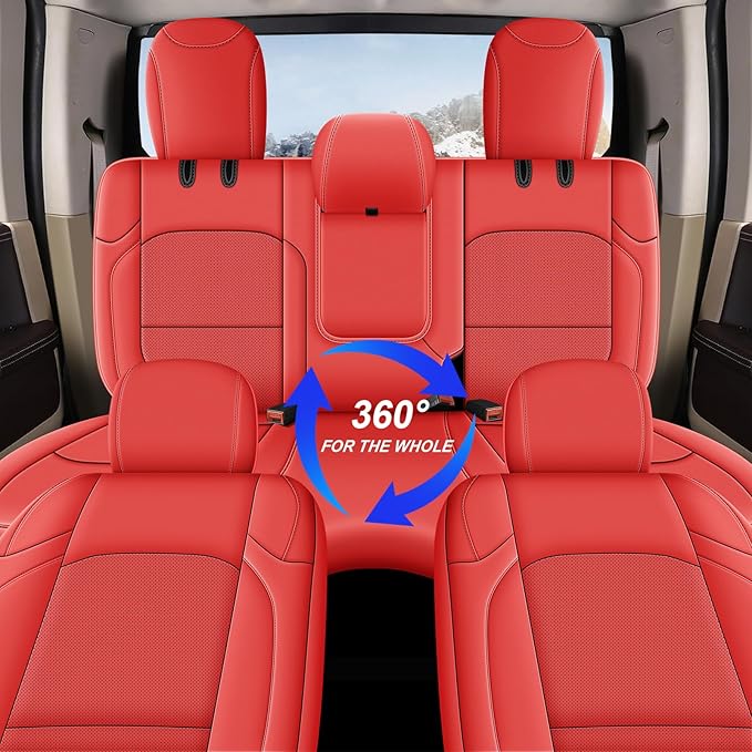 AOMSAZTO Custom Fit Seat Covers for Jeep Wrangler: JL 2018 2019 2020 2021 2022 2023 2024 4-Door Waterproof Leather Car Seats Cover Full Set