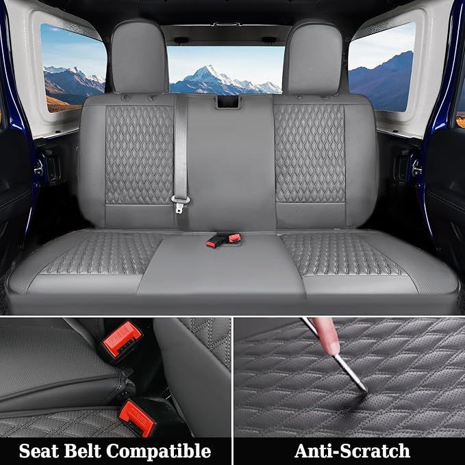Coverado JK Seat Covers 2 Door Fullset for Jeep Wrangler, Waterproof Leather Car Seat Covers for Truck Automotive Seat Covers Custom Fit for 2013-2017 Jeep Wrangler Seat Covers Full Coverage(Gray)