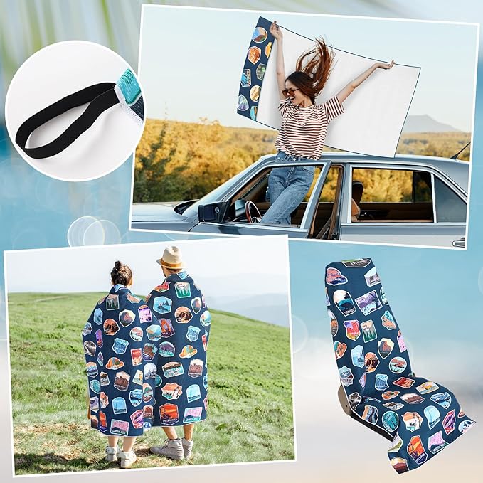 Hahafelt Car Seat Towel Covers Christmas Car Accessories Gifts Athletic Running Towel Performance Microfiber Post Workout Sweat Washable Cover Non Slip for Seat Outdoor Sport (National Park)