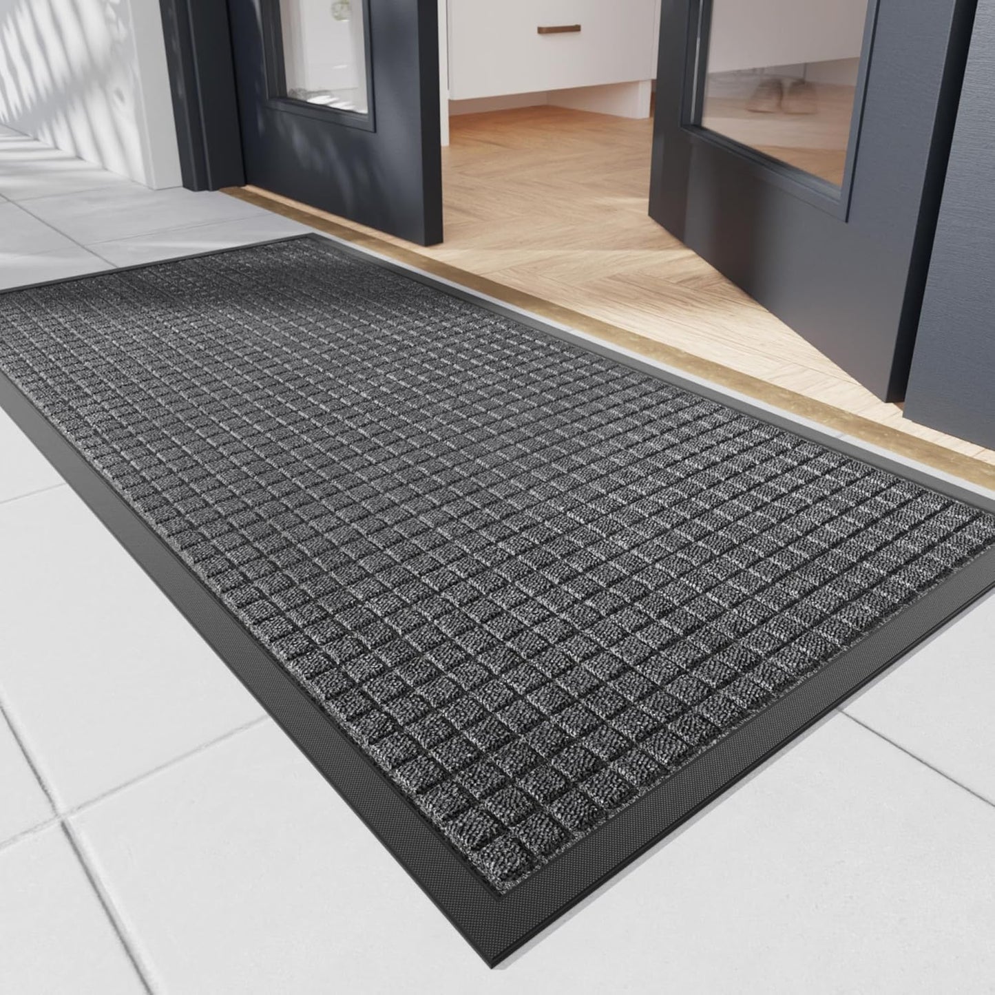Durable Front Door Mat, 48" x 24" Heavy Duty Indoor Outdoor Doormat for Entryway, Non-Slip Rubber Backing, Stain and Fade Resistant Commercial Floor Mat for Home Office Entry