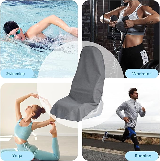 Car Seat Covers Universal Car Protective Front Seat Covers Washable Non-Slip Seat Protectors for Gym Workouts,Waterproof and Sweatproof Towel Seat Covers for Cars,Trucks, Jeeps (Grey)