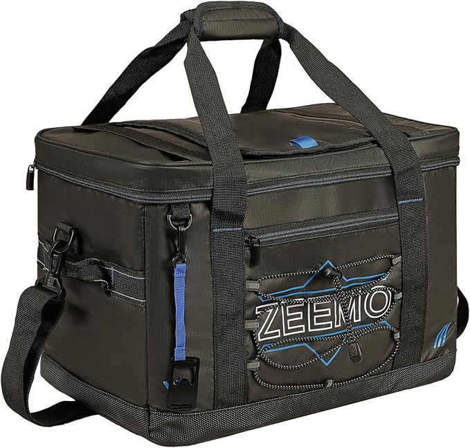 ZEEMO Large Collapsible Insulated Cooler Bag, 48 Cans Leakproof Soft-Sided Portable Cooler for Camping, Travel, Picnic, Beach, Backyard, Parties, Black