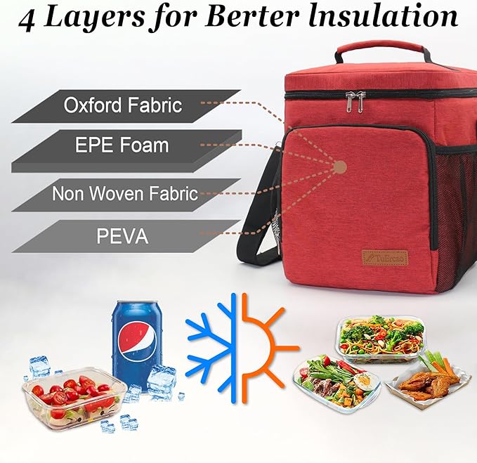 TuErcao Insulated Cooler Bag 6/24 Can Collapsible Leakproof Soft Sided Cooler for Car, Portable Foldable Small Ice Chest for Beach Camping Picnic Travel, 5/15qt Lunch Box for Men Work