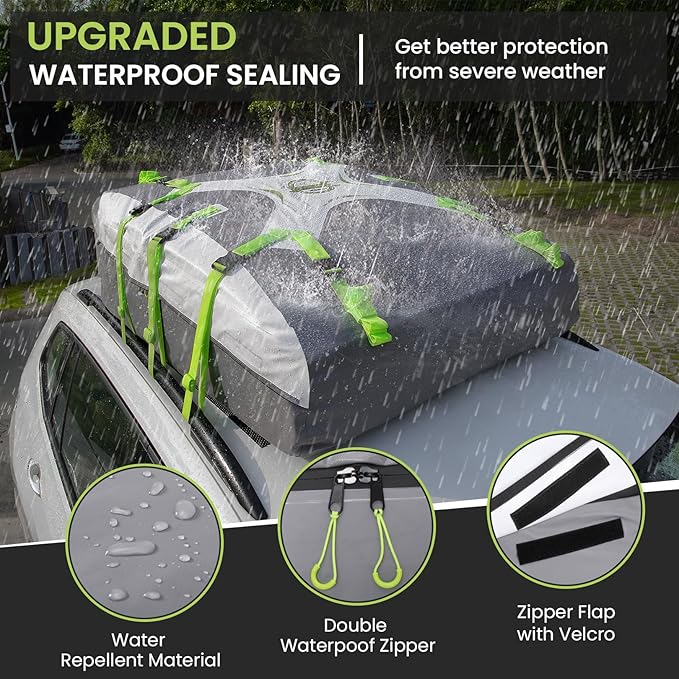 Sailnovo Rooftop Cargo Carrier Roof Bag,20 Cubic feet Soft PVC Waterproof Roof Bag for Most Vehicles with/Without Rack with Strap,Anti-Slip Mat,Padlock,Foldable Car Top Carrier for Road Trip Camping